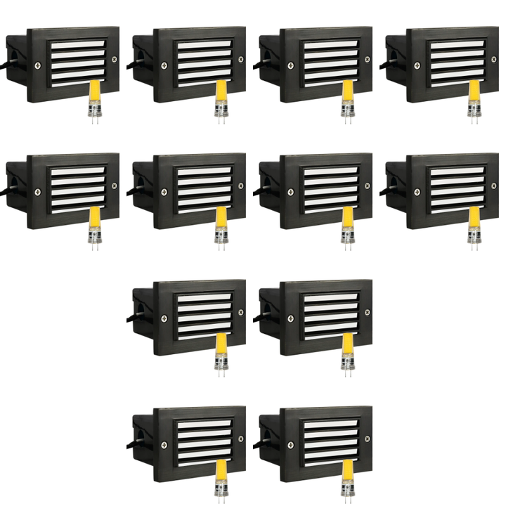 Outdoor Landscape Lighting LED 12V Low Voltage STB02 4x/8x/12x Package Louver Horizontal Waterproof LED Brass 4.5" Brick Lights Edge Step Lighting 12V Low Voltage 3W 3000K Bulb Dark Brass 12 Pack