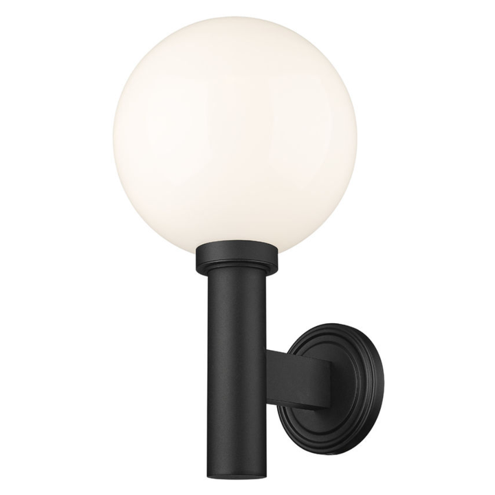 Outdoor Landscape Lighting LED 12V Low Voltage Laurent Outdoor Wall Sconce Light 1 E26 Medium Base Light Bulb Socket Outdoor Marine Grade Aluminum and Glass 12" x 13" x 22.5" Black with White Opal Finish 120V for Garden, Interior, Exterior, Garage and Patio 597B-BK