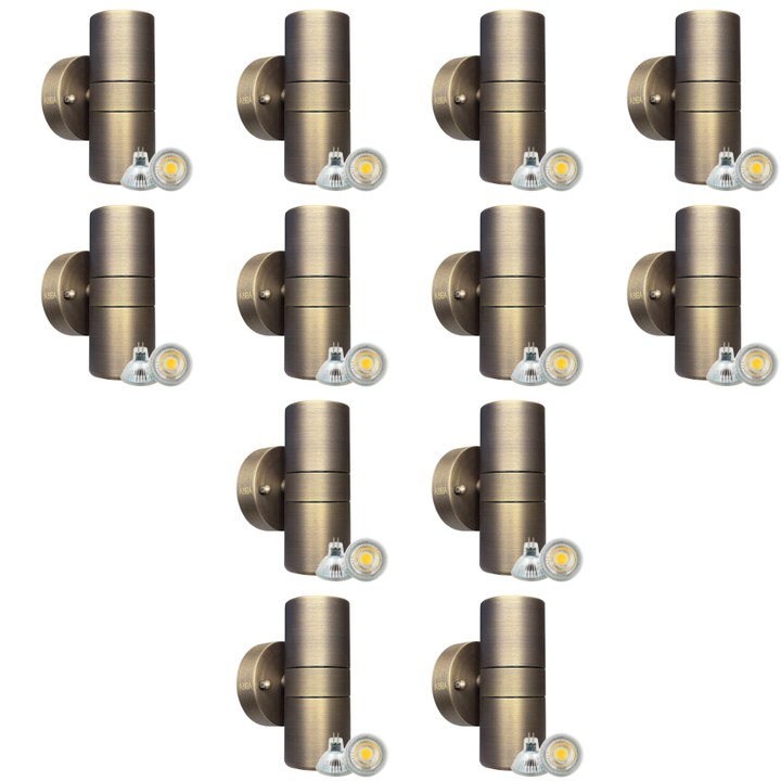 Outdoor Landscape Lighting LED 12V Low Voltage SCB05 4x/8x/12x Package LED Cylinder Up Down Light 2 Directional Brass Sconce Lighting with 12V Low Voltage 5W 3000K Bulb