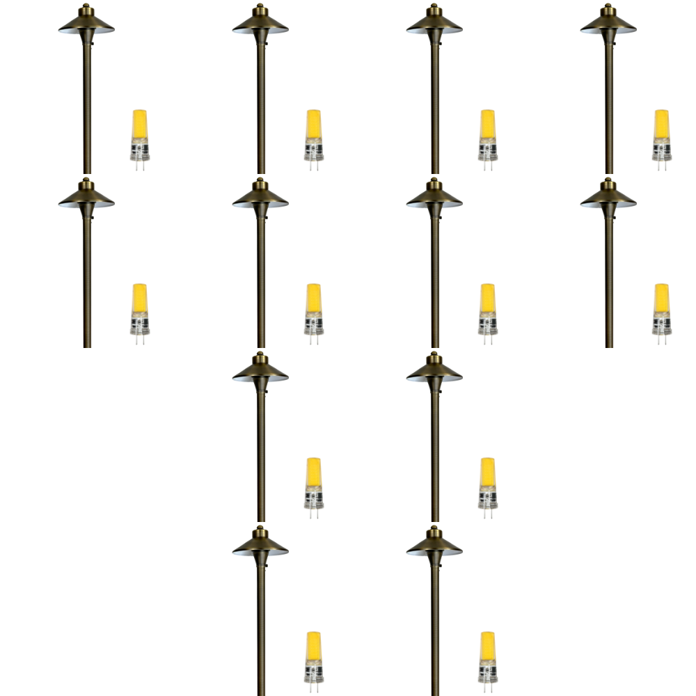 Outdoor Landscape Lighting LED 12V Low Voltage PLB03 4x/8x/12x Package LED 12V Low Voltage Brass Pathway Lights Outdoor Landscape Lighting Fixtures with G4 3W 3000K Bulb 12 Pack