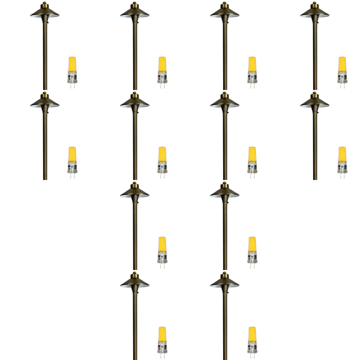 Outdoor Landscape Lighting LED 12V Low Voltage PLB03 4x/8x/12x Package LED 12V Low Voltage Brass Pathway Lights Outdoor Landscape Lighting Fixtures with G4 3W 3000K Bulb 12 Pack