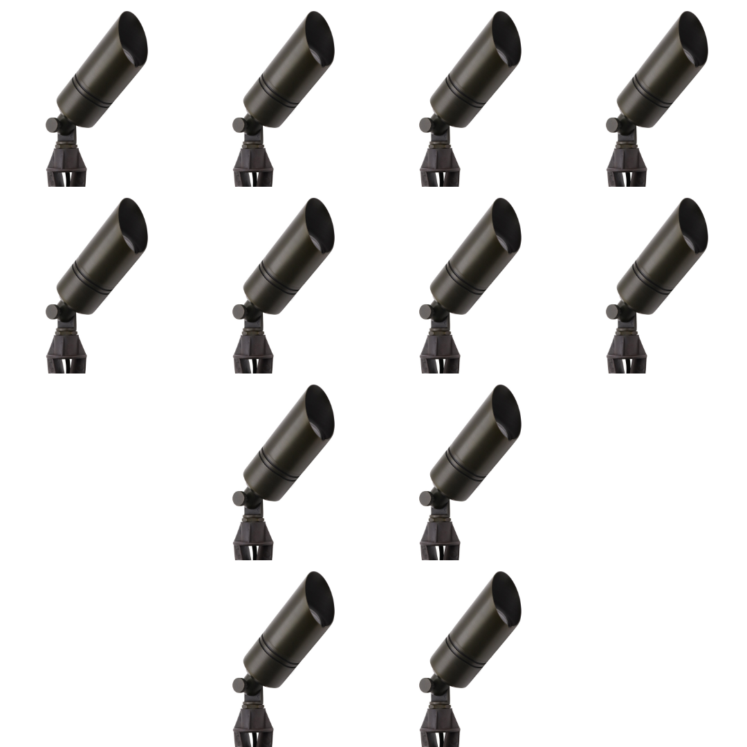 Outdoor Landscape Lighting LED 12V Low Voltage AL05B with MR16 5W 3000K 4x/8x/12x Package Low Voltage Brass Directional Spot Light Outdoor Landscape Lighting 12 Pack