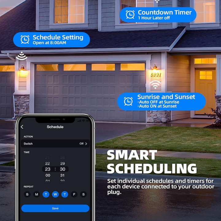 Outdoor Landscape Lighting LED 12V Low Voltage Outdoor Smart Plug 15A Wi-Fi Outlet Timer Compatible with Alexa and Google Assistant IP66 Waterproof