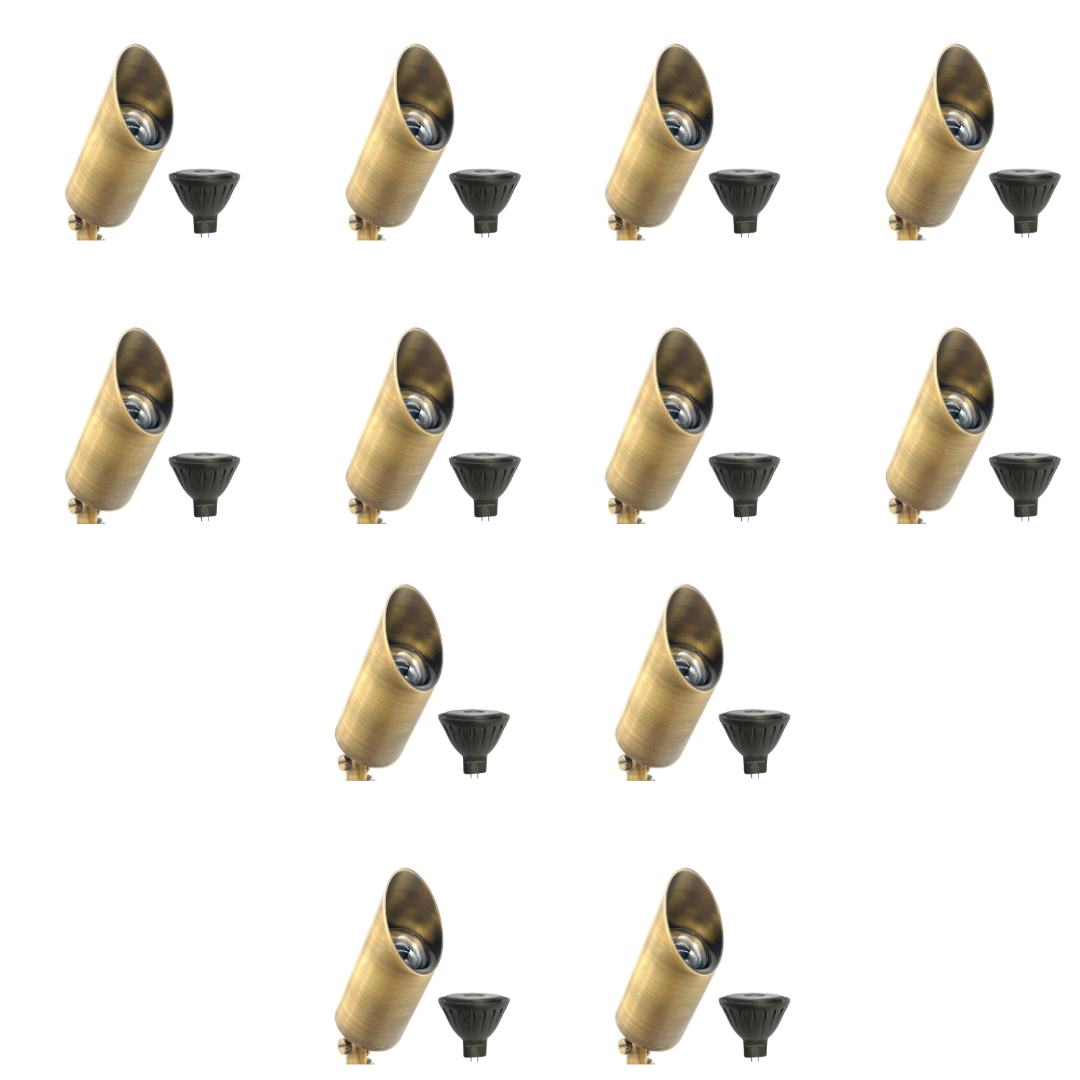 Outdoor Landscape Lighting LED 12V Low Voltage SPBP05 Stelvio Antique Brass Spotlight 4x/8x/12x MR16 5W 2700K Package Low Voltage Outdoor Lighting 12 Pack