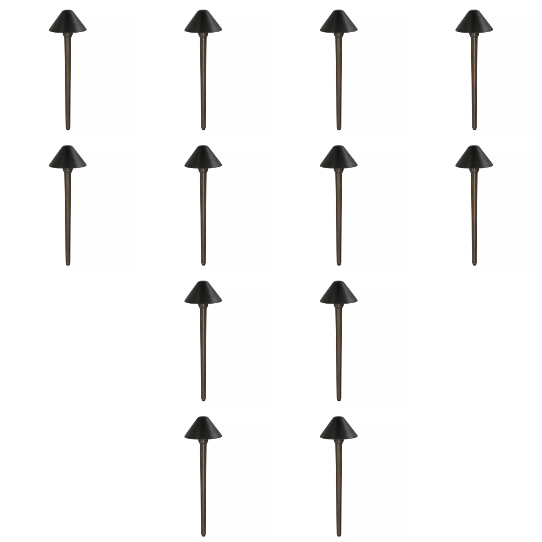 Outdoor Landscape Lighting LED 12V Low Voltage PL80B with G4 3W 2700K 4x/8x/12x Package Solid Brass Mushroom Hat Path Light - Light Bronze Finish Low Voltage Landscape Lighting 12 Pack