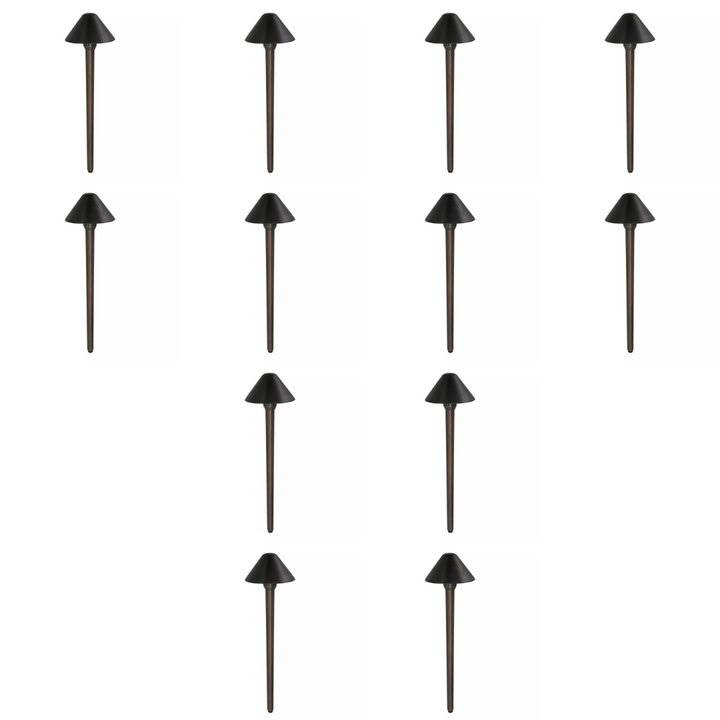 Outdoor Landscape Lighting LED 12V Low Voltage PL80B with G4 3W 2700K 4x/8x/12x Package Solid Brass Mushroom Hat Path Light - Light Bronze Finish Low Voltage Landscape Lighting 12 Pack