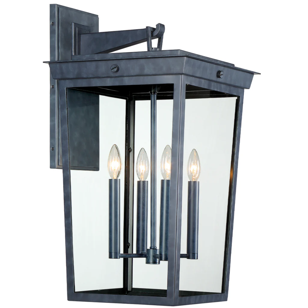 Outdoor Landscape Lighting LED 12V Low Voltage Belmont 4 Light Outdoor Sconce 14"x26" Stainless Steel and Clear Glass Graphite Metal Finish 120V 4 E12 Candelabra Base LED Bulb Socket for Patio, Garden, Exterior Walls