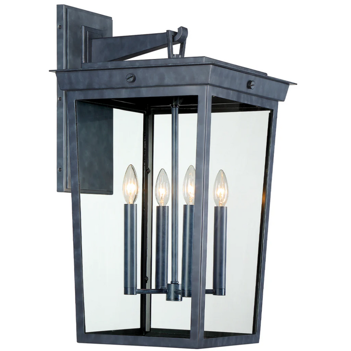 Outdoor Landscape Lighting LED 12V Low Voltage Belmont 4 Light Outdoor Sconce 14"x26" Stainless Steel and Clear Glass Graphite Metal Finish 120V 4 E12 Candelabra Base LED Bulb Socket for Patio, Garden, Exterior Walls