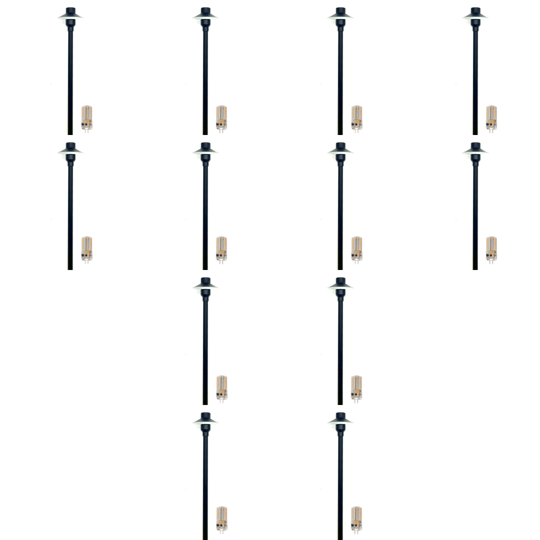 Outdoor Landscape Lighting LED 12V Low Voltage BPLP09 Tulay SH 18" Black Brass Path Light 4x/8x/12x G4 2W Dimmable 2700K Package Low Voltage Outdoor Lighting 12 Pack