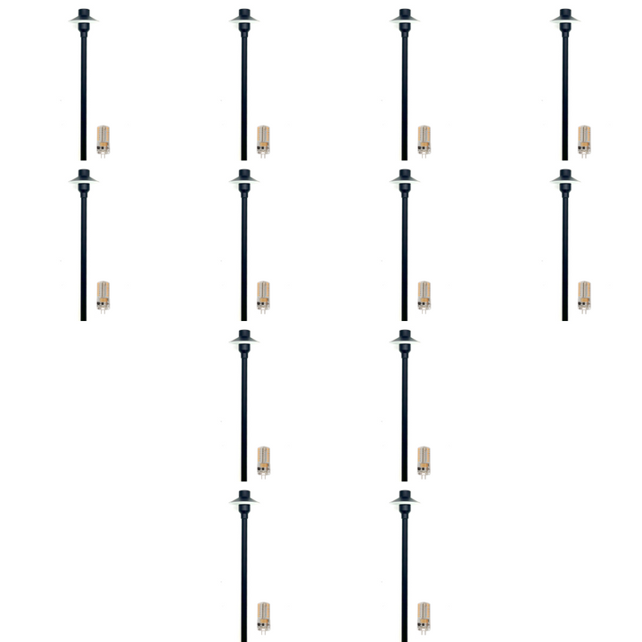 Outdoor Landscape Lighting LED 12V Low Voltage BPLP09 Tulay SH 18" Black Brass Path Light 4x/8x/12x G4 2W Dimmable 2700K Package Low Voltage Outdoor Lighting 12 Pack