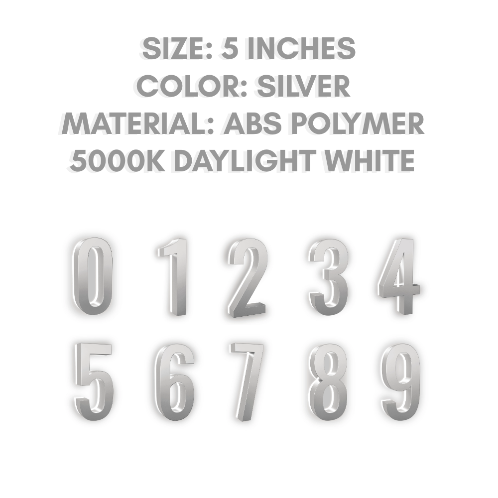 Outdoor Landscape Lighting LED 12V Low Voltage LED Backlit House Number Light 5" and 7" 5000K Daylight White DC9V Low Voltage LED Modern ABS Polymer Home Address Sign Light