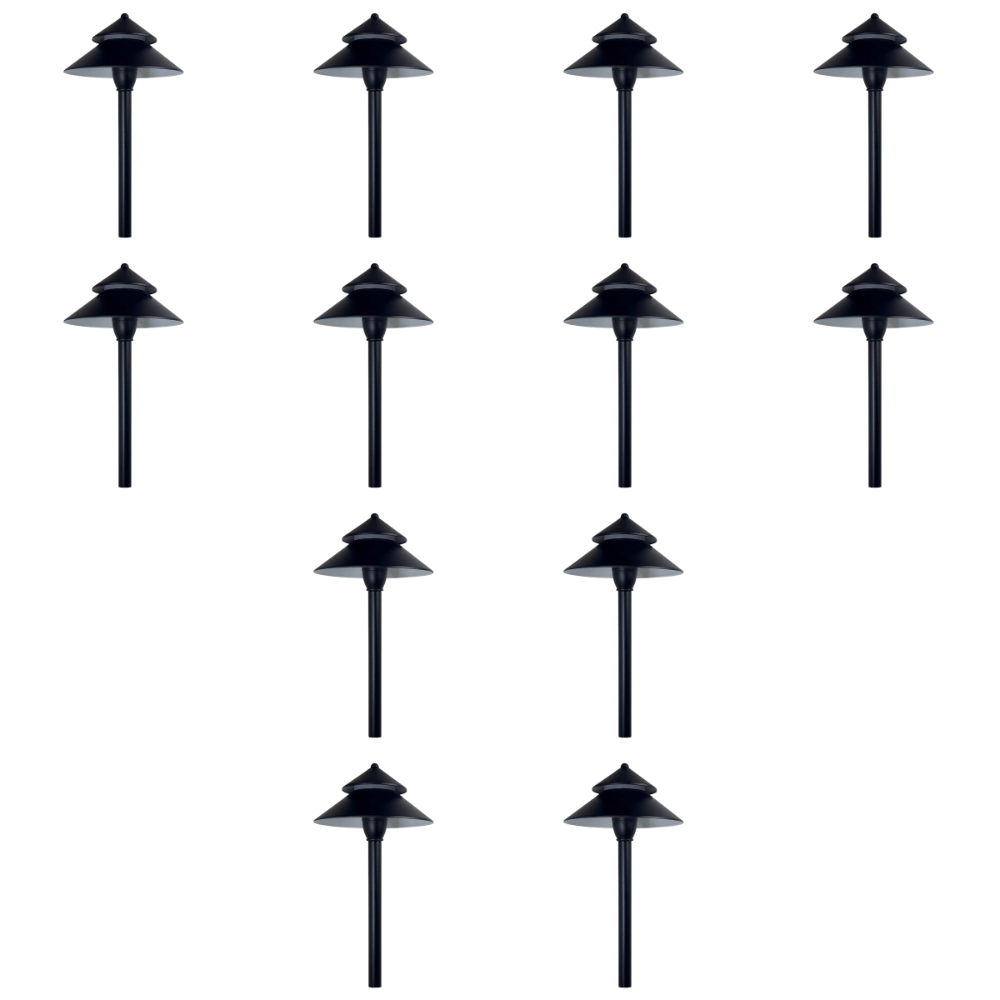 Outdoor Landscape Lighting LED 12V Low Voltage CDPA77 4x/8x/12x Package 3W 12V AC/DC Low Voltage Umbrella Hat 5CCT Integrated LED Aluminum Path Light 12 pack