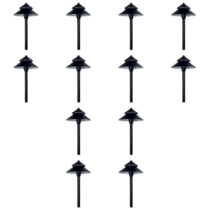 Outdoor Landscape Lighting LED 12V Low Voltage CDPA77 4x/8x/12x Package 3W 12V AC/DC Low Voltage Umbrella Hat 5CCT Integrated LED Aluminum Path Light 12 pack