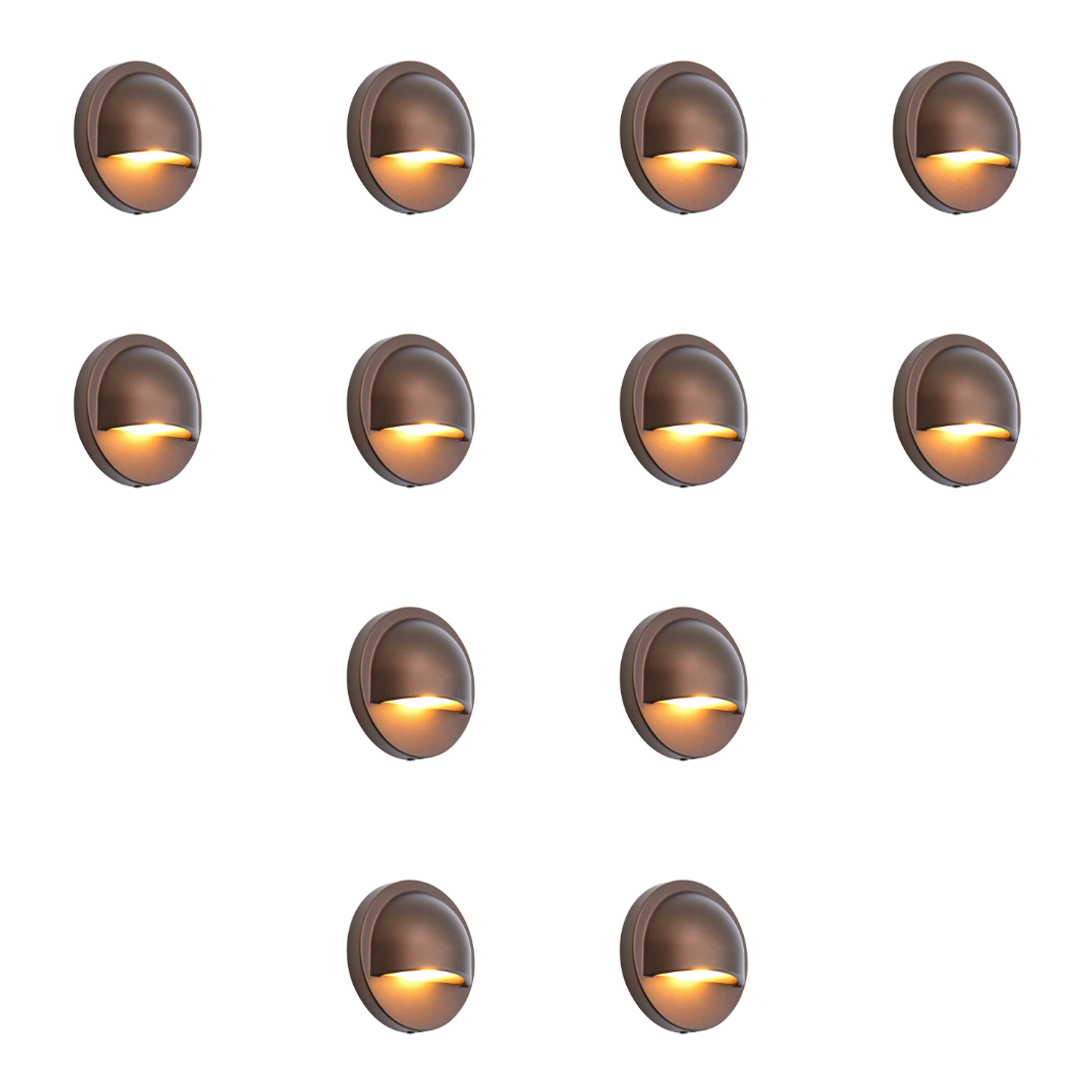 Outdoor Landscape Lighting LED 12V Low Voltage IDL02 4x/8x/12x Package Aluminum Round Surface Mount 2700K Warm White Integrated LED Deck Light Low Voltage Landscape Lighting 12 Pack