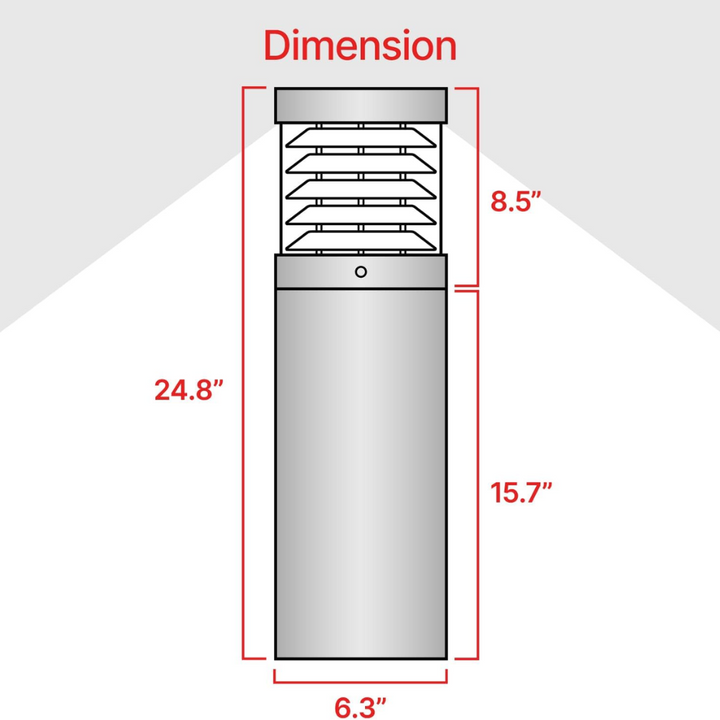 Outdoor Landscape Lighting LED 12V Low Voltage BPLA05 25" 120V 10W 3000K/4000K/5000K 3CCT 1000LM Black Aluminum Flat-Top Bollard Light Line Voltage Commercial Bollard Path Light Outdoor Lighting