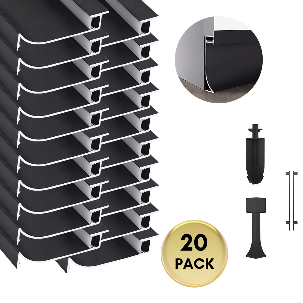 Outdoor Landscape Lighting LED 12V Low Voltage AC14 Skirting Board Black Aluminum Channel with White Frosted Plastic Cover 3.3FT/1M For Max Inner 10.7mm Width LED Strip Lights Pack of 7/10/20 20 Pack of 3.3ft (1M)