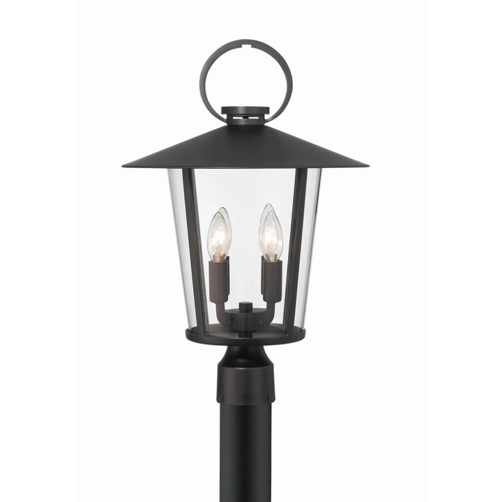 Outdoor Landscape Lighting LED 12V Low Voltage Andover 4 Light Outdoor Post Light 14"x20.5" Stainless Steel and Glass Matte Black Finish 120V 4 E12 Candelabra Base LED Bulb Sockets Casual Farmhouse Lantern for Patio, Garden, Exterior Posts
