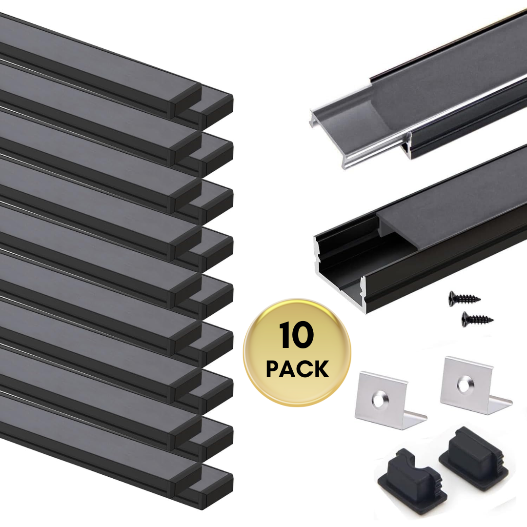 Outdoor Landscape Lighting LED 12V Low Voltage AC10 U-Shaped Aluminum Channel with Plastic or Silicone Diffuser Cover 3.3FT/1M For Max 13mm Width LED Strip Lights Pack of 6/10/20 20 Pack of 3.3ft (1M) Black with Dark Cover