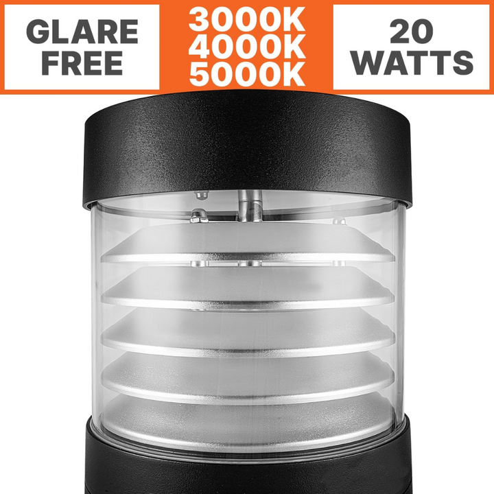 Outdoor Landscape Lighting LED 12V Low Voltage BPLA04 38" 120V 20W 3000K/4000K/5000K 3CCT 2400LM Black Aluminum Flat-Top Bollard Light Line Voltage Commercial Bollard Path Light Outdoor Lighting