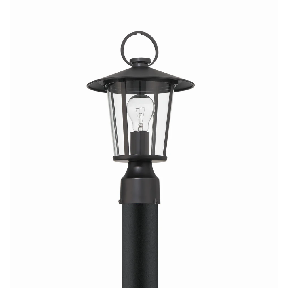 Outdoor Landscape Lighting LED 12V Low Voltage Andover 1 Light Outdoor Post Light 9"x14.5" Stainless Steel and Glass Matte Black Finish 120V 1 E26 Medium Base LED Bulb Sockets Casual Farmhouse Lantern for Patio, Garden, Exterior Posts