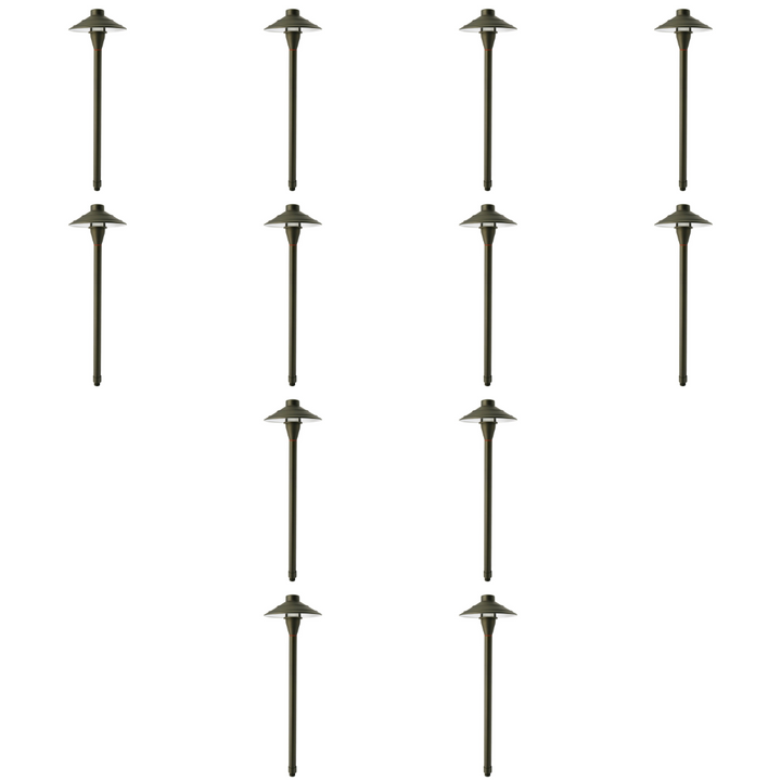 Outdoor Landscape Lighting LED 12V Low Voltage PL44B with G4 3W 2700K 4x/8x/12x Package Solid Brass Medium Mushroom Hat Path Light - Light Bronze Finish Low Voltage Landscape Lighting 12 Pack