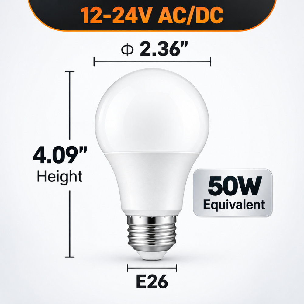 Outdoor Landscape Lighting LED 12V Low Voltage E26 6W 12V-24V 3000K/5000K 600LM AC/DC LED Shatterproof Bulbs 6-Pack Non-Dimmable Energy Saving Low Voltage Light Bulb