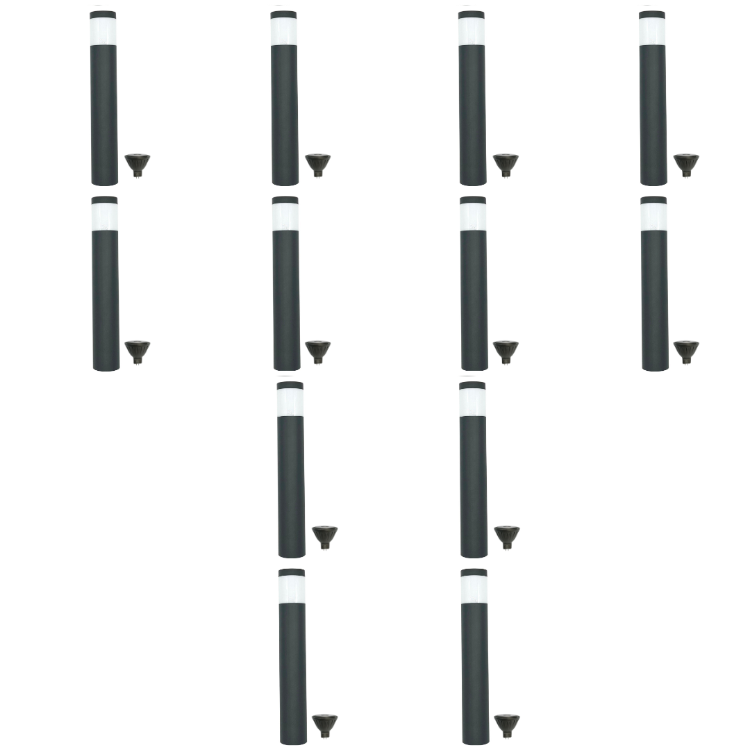 Outdoor Landscape Lighting LED 12V Low Voltage BPLP01 Brutus 15" Black Brass Bollard 4x/8x/12x MR16 4W Dimmable 2700K Package Light Low Voltage Outdoor Lighting