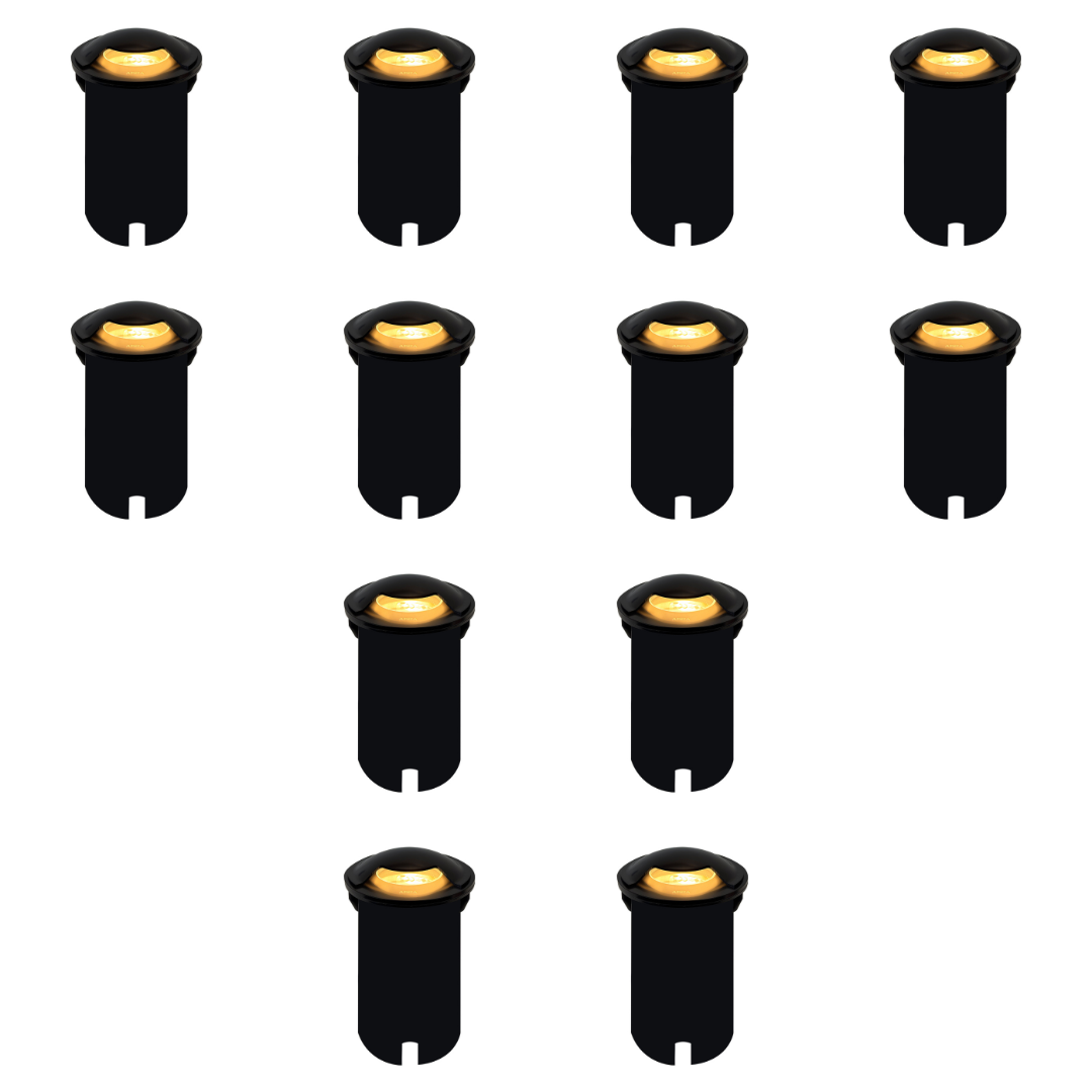Outdoor Landscape Lighting LED 12V Low Voltage UNS03 4x/8x/12x Package Stainless Steel Mono Directional One Slit In-Ground 12V Low Voltage LED In Ground Landscape Lighting with MR16 5W 3000K Bulb 12 Pack Black
