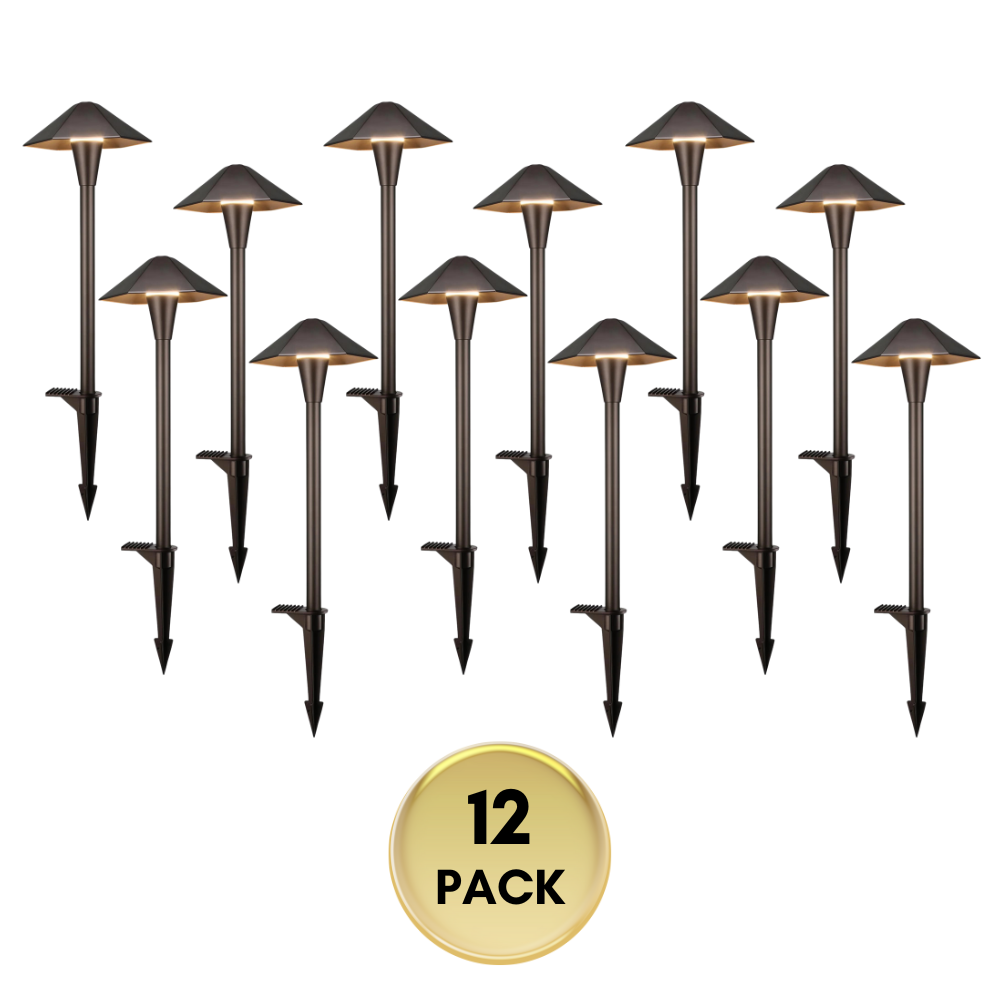 Outdoor Landscape Lighting LED 12V Low Voltage CDPAL03 Ombrello Spigoloso LED Landscape 3CCT Pathway Lights, 3000K/4000K/5000K, 5W 12-24V AC/DC Low Voltage Oil-Rubbed Bronze Hexagonal Outdoor Landscape Lighting 12 Pack