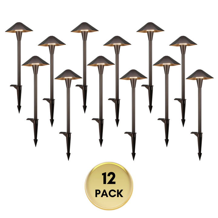 Outdoor Landscape Lighting LED 12V Low Voltage CDPAL03 Ombrello Spigoloso LED Landscape 3CCT Pathway Lights, 3000K/4000K/5000K, 5W 12-24V AC/DC Low Voltage Oil-Rubbed Bronze Hexagonal Outdoor Landscape Lighting 12 Pack