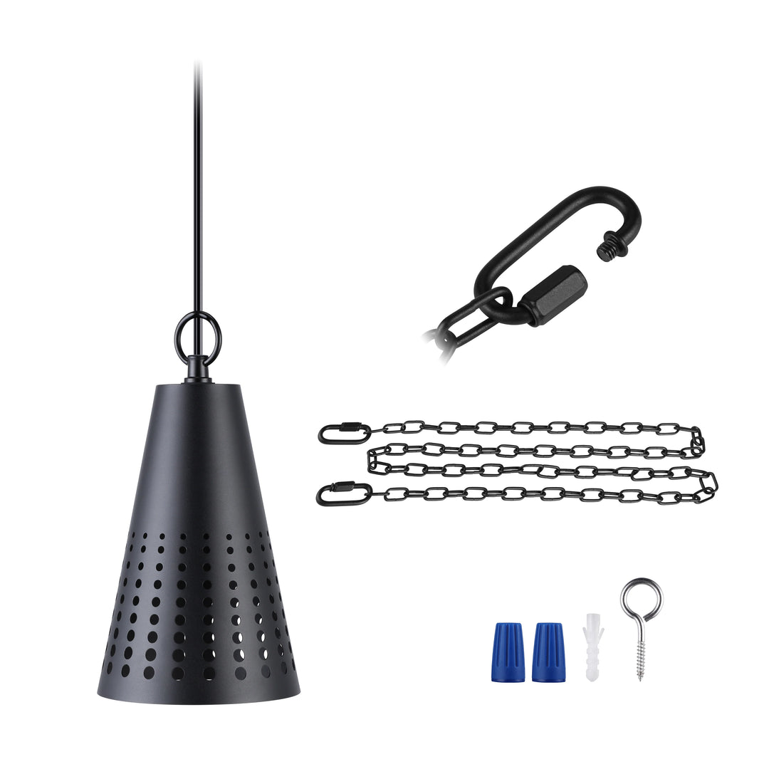 Outdoor Landscape Lighting LED 12V Low Voltage HLA04 Tiki Low Voltage Black Pendant 5W 2200K Integrated LED Aluminum Light Hanging Patio Light