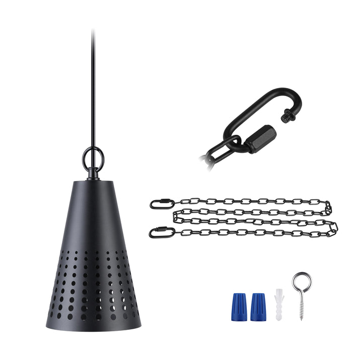 Outdoor Landscape Lighting LED 12V Low Voltage HLA04 Tiki Low Voltage Black Pendant 5W 2200K Integrated LED Aluminum Light Hanging Patio Light