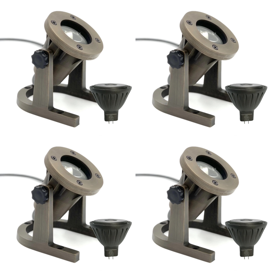 Outdoor Landscape Lighting LED 12V Low Voltage UWL01B Cast Brass Underwater Light 4x/8x/12x MR16 4W Dimmable 2700K Package 12V IP67 Low Voltage Outdoor Lighting 4 Pack