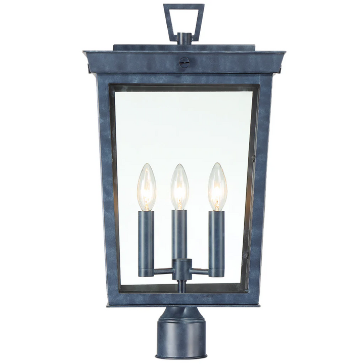 Outdoor Landscape Lighting LED 12V Low Voltage Belmont 3 Light Outdoor Post Light 12"x22.25" Stainless Steel and Glass Graphite Finish 120V 3 E12 Candelabra Base LED Bulb Sockets Casual Farmhouse Lantern for Patio, Garden, Exterior Posts