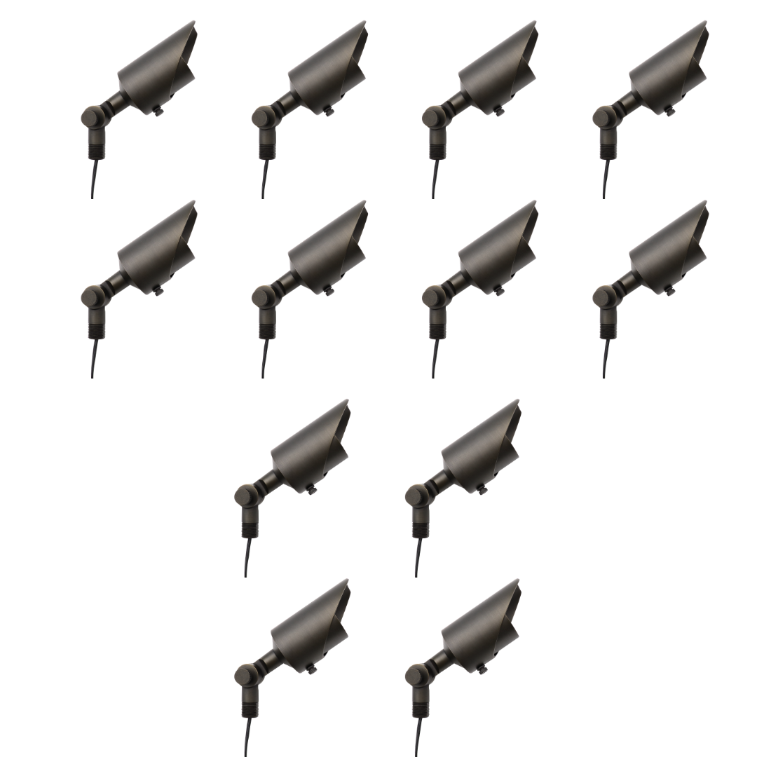 Outdoor Landscape Lighting LED 12V Low Voltage AL07B with MR16 5W 3000K 4x/8x/12x Package Low Voltage Brass Adjustable Directional Spot Light Outdoor Landscape Lighting 12 Pack
