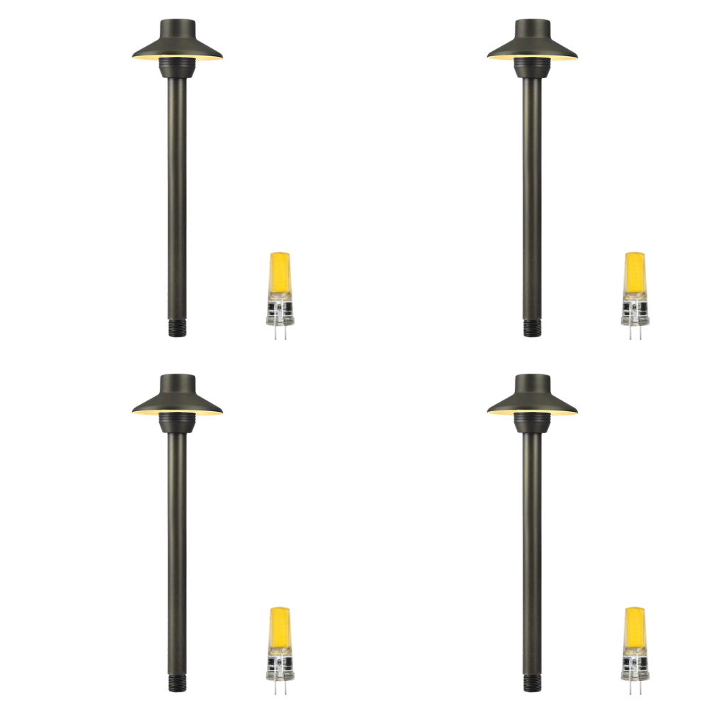 Outdoor Landscape Lighting LED 12V Low Voltage PLB30 4x/8x/12x Package Outdoor Garden Mushroom Pathway Light | 12V Low Voltage Brass Path Light with G4 3W 3000K Bulb Black Brass 4 Pack