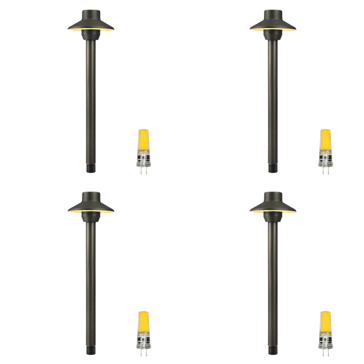 Outdoor Landscape Lighting LED 12V Low Voltage PLB30 4x/8x/12x Package Outdoor Garden Mushroom Pathway Light | 12V Low Voltage Brass Path Light with G4 3W 3000K Bulb Black Brass 4 Pack