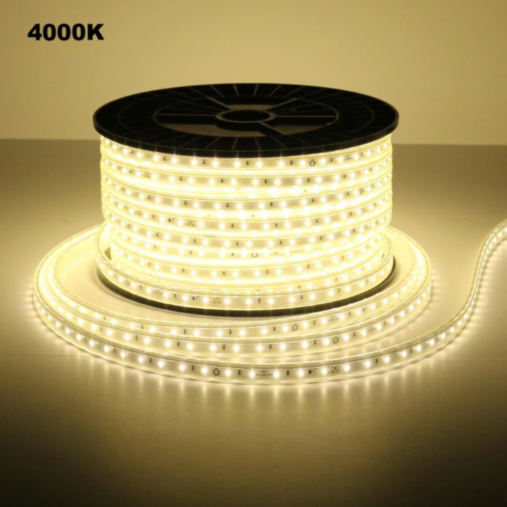 Outdoor Landscape Lighting LED 12V Low Voltage SL10 Dotted 110V 165ft 2.4W/ft Single-Color SMD283 LED Strip Lights High Voltage Tape Light IP65 4000K Natural White