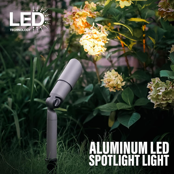 Outdoor Landscape Lighting LED 12V Low Voltage SPAA02 Tall Aluminum Adjustable Shroud Spotlight LED MR11 3W 3000K 12V Low Voltage Outdoor Lighting Package of 4
