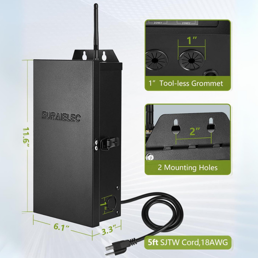 Outdoor Landscape Lighting LED 12V Low Voltage TSW2Z 200W/300W AC Digital Smart Wi-Fi 2.4Ghz 12V/15V Multi-Tap with 2 Zones, Low Voltage Outdoor Durable Metal Transformer with Photocell & Timer, Works with Alexa and Google Assistant