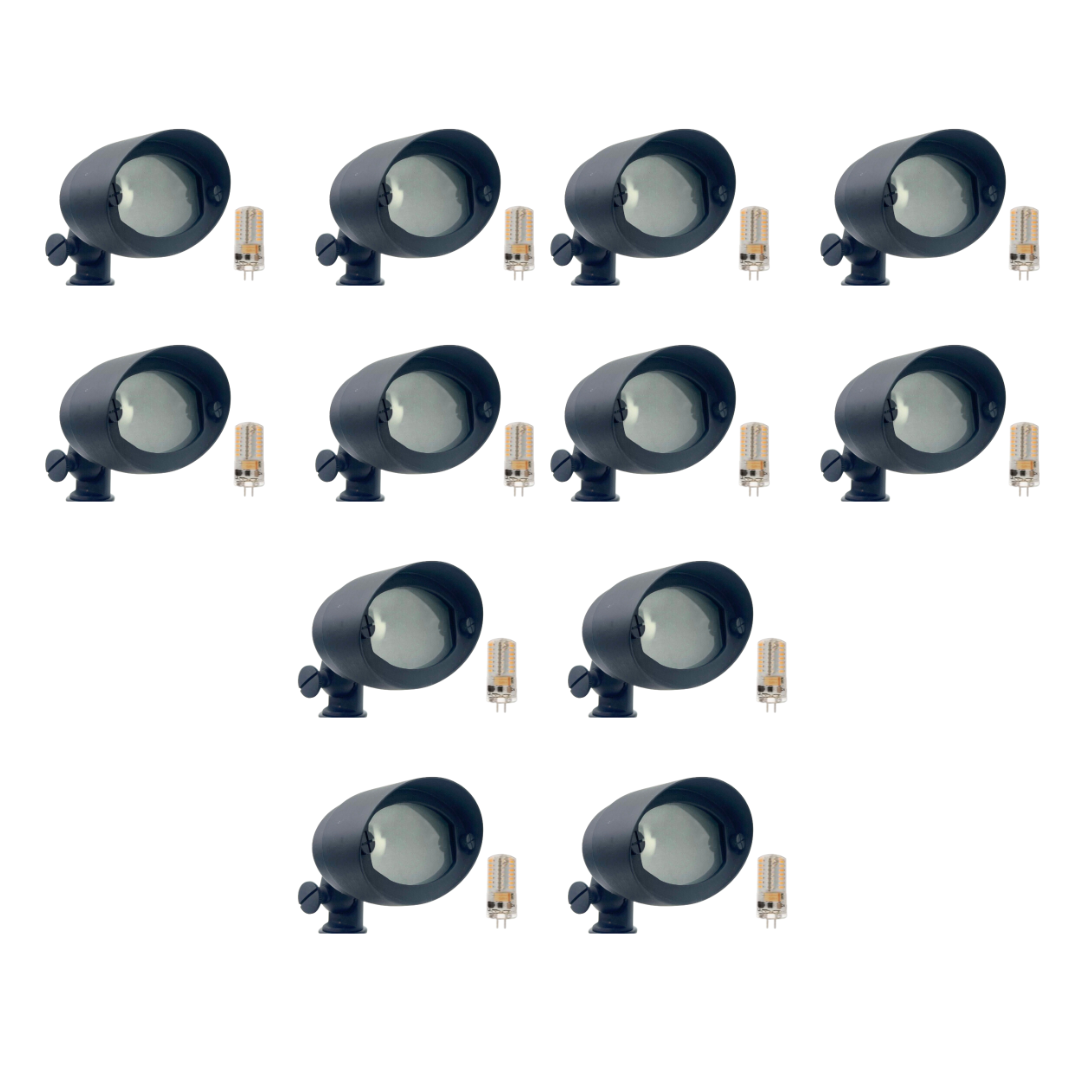 Outdoor Landscape Lighting LED 12V Low Voltage FLBP03 Tulay Black Oval Floodlight 4x/8x/12x G4 2W Dimmable 2700K Package Low Voltage Outdoor Lighting 12 Pack
