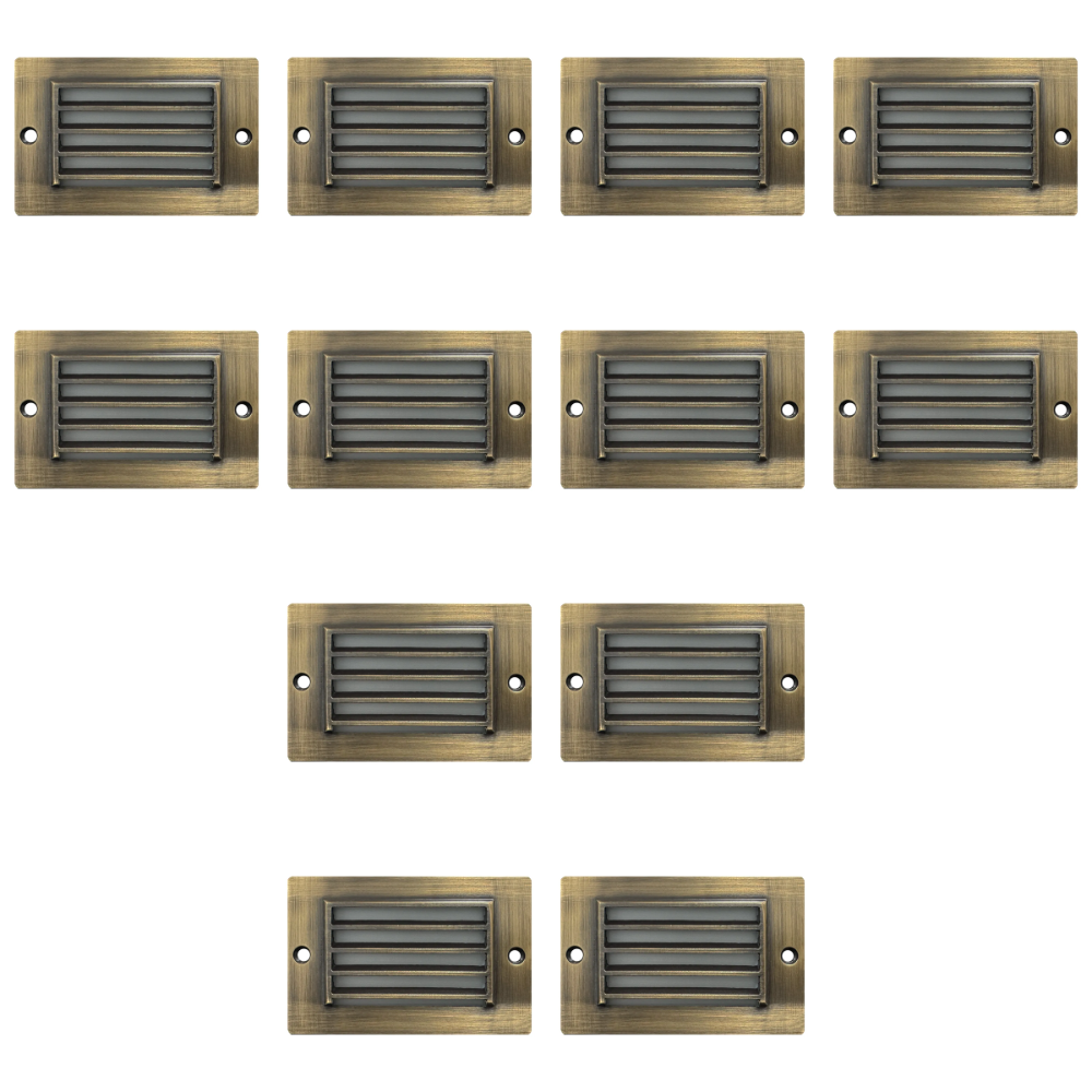 Outdoor Landscape Lighting LED 12V Low Voltage STB07 4x/8x/12x Package 2W LED 4.5" Surface Mounted Horizontal Outdoor & Indoor Brass Step Light 12V Low Voltage