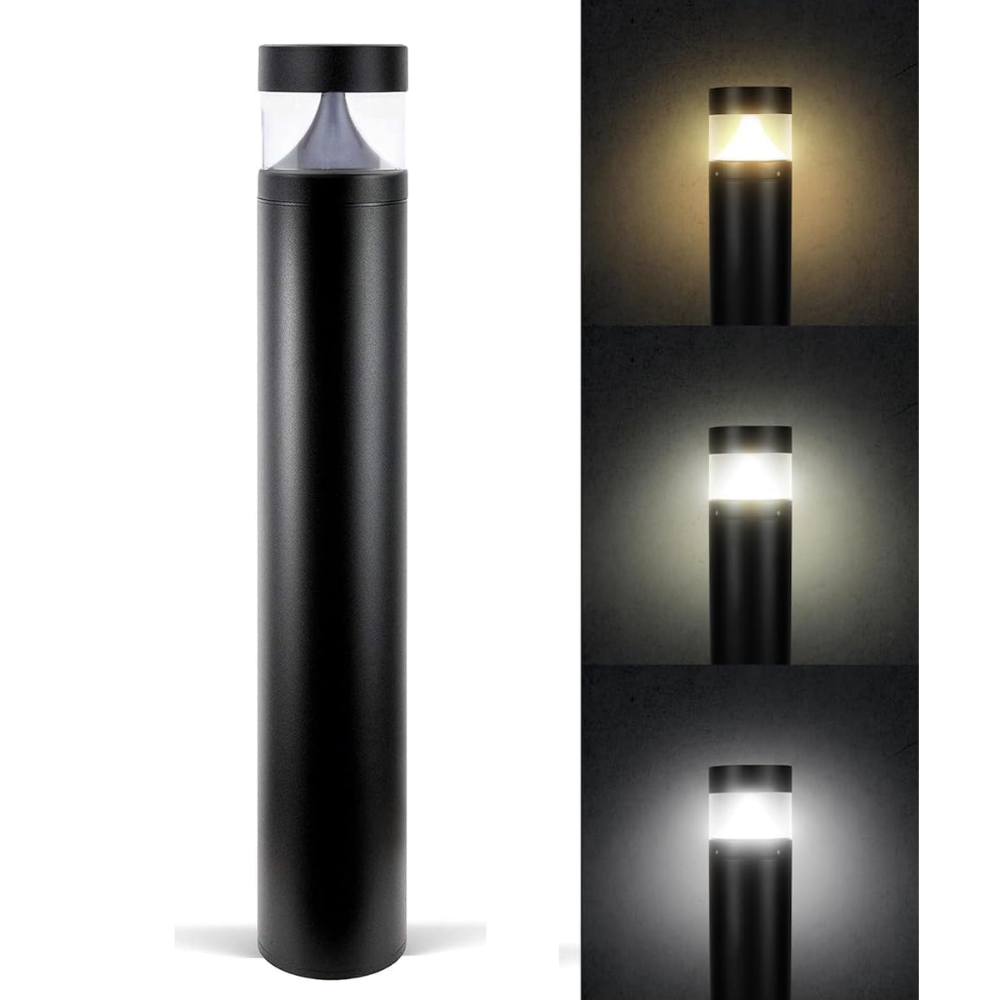 Outdoor Landscape Lighting LED 12V Low Voltage BPLA01 38" 120V 20W 3000K/5000K or 3CCT 1600LM Black Aluminum Flat-Top Bollard Light Line Voltage Commercial Bollard Path Light Outdoor Lighting