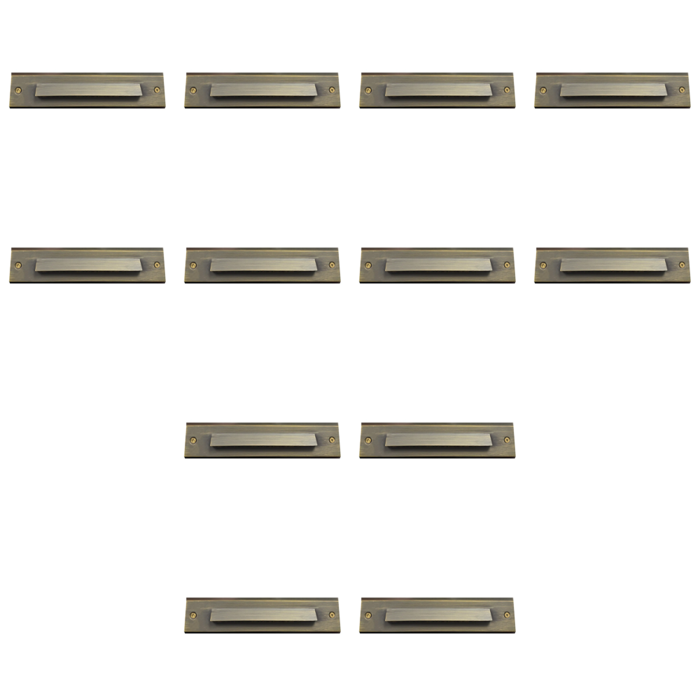Outdoor Landscape Lighting LED 12V Low Voltage STB16 4x/8x/12x Package 2W LED Cast Brass 12V Low Voltage Surface Mounted Slim Horizontal Outdoor & Indoor 7.37" Step Light 12 Pack Natural Brass