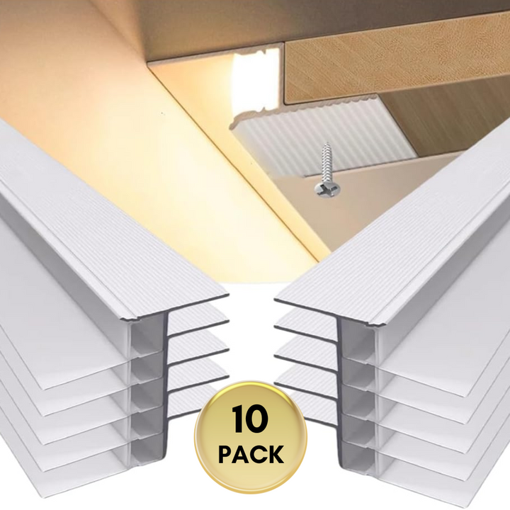 Outdoor Landscape Lighting LED 12V Low Voltage AC18 Suspended Ceiling Z-Type Aluminum Channel with 3.3FT/1M For Max Inner 13.8mm Width LED Strip Lights Pack of 6/10 White
