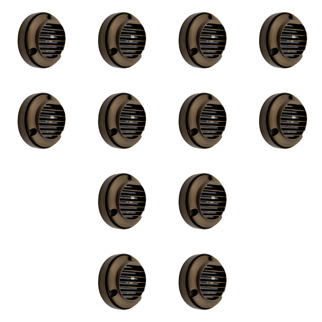 Outdoor Landscape Lighting LED 12V Low Voltage DL02B with G4 3W 2700K 4x/8x/12x Package Solid Brass Round Surface Mount Grilled Deck Light Low Voltage Landscape Lighting 12 Pack
