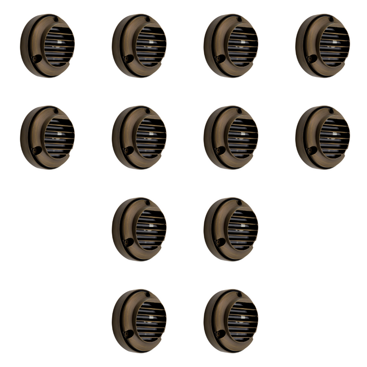 Outdoor Landscape Lighting LED 12V Low Voltage DL02B with G4 3W 2700K 4x/8x/12x Package Solid Brass Round Surface Mount Grilled Deck Light Low Voltage Landscape Lighting 12 Pack