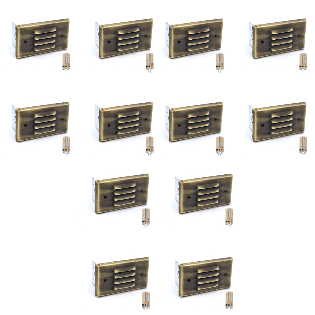 Outdoor Landscape Lighting LED 12V Low Voltage STBP05 Tulay Outdoor Step Light Solid Brass Louvered Small 4x/8x/12x G4 2W Dimmable 2700K Package Low Voltage Landscape Lighting