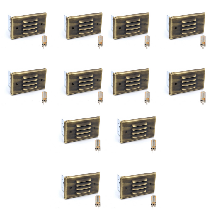 Outdoor Landscape Lighting LED 12V Low Voltage STBP05 Tulay Outdoor Step Light Solid Brass Louvered Small 4x/8x/12x G4 2W Dimmable 2700K Package Low Voltage Landscape Lighting
