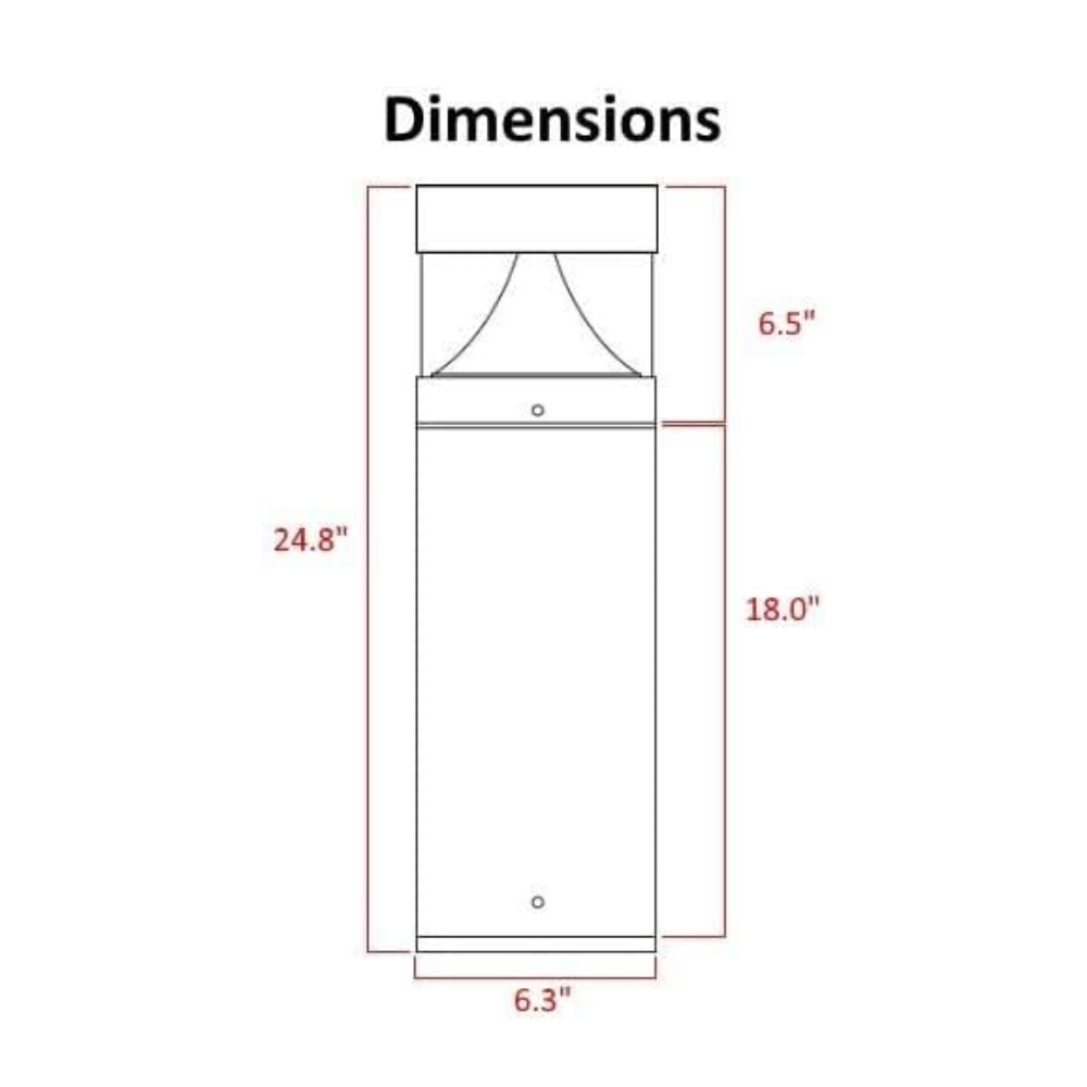 Outdoor Landscape Lighting LED 12V Low Voltage BPLA02 25" 120V 10W 3000K/5000K 1000LM Black Aluminum Flat-Top Bollard Light Line Voltage Commercial Bollard Path Light Outdoor Lighting